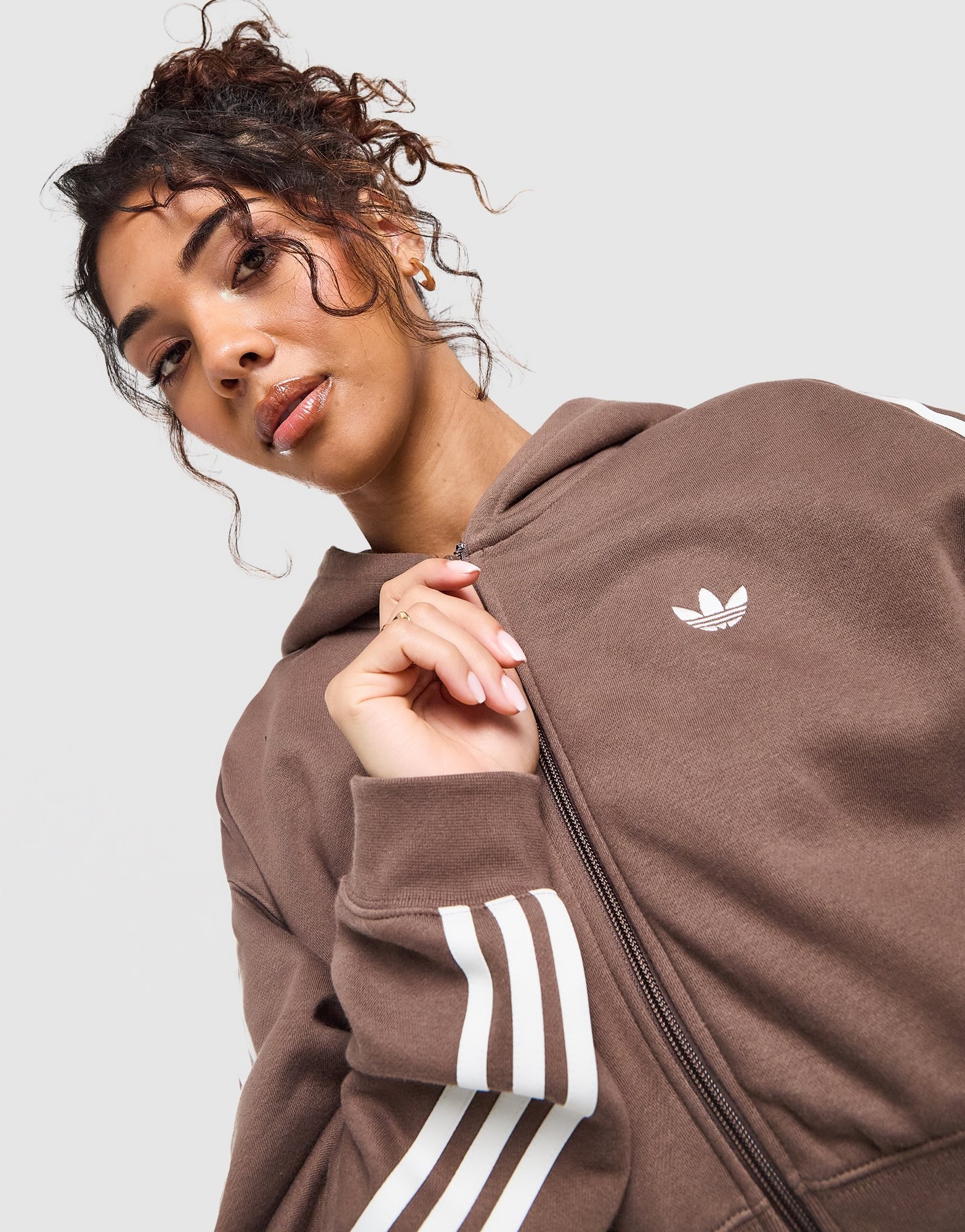 adidas Originals 3-Stripes Cropped Full Zip Hoodie