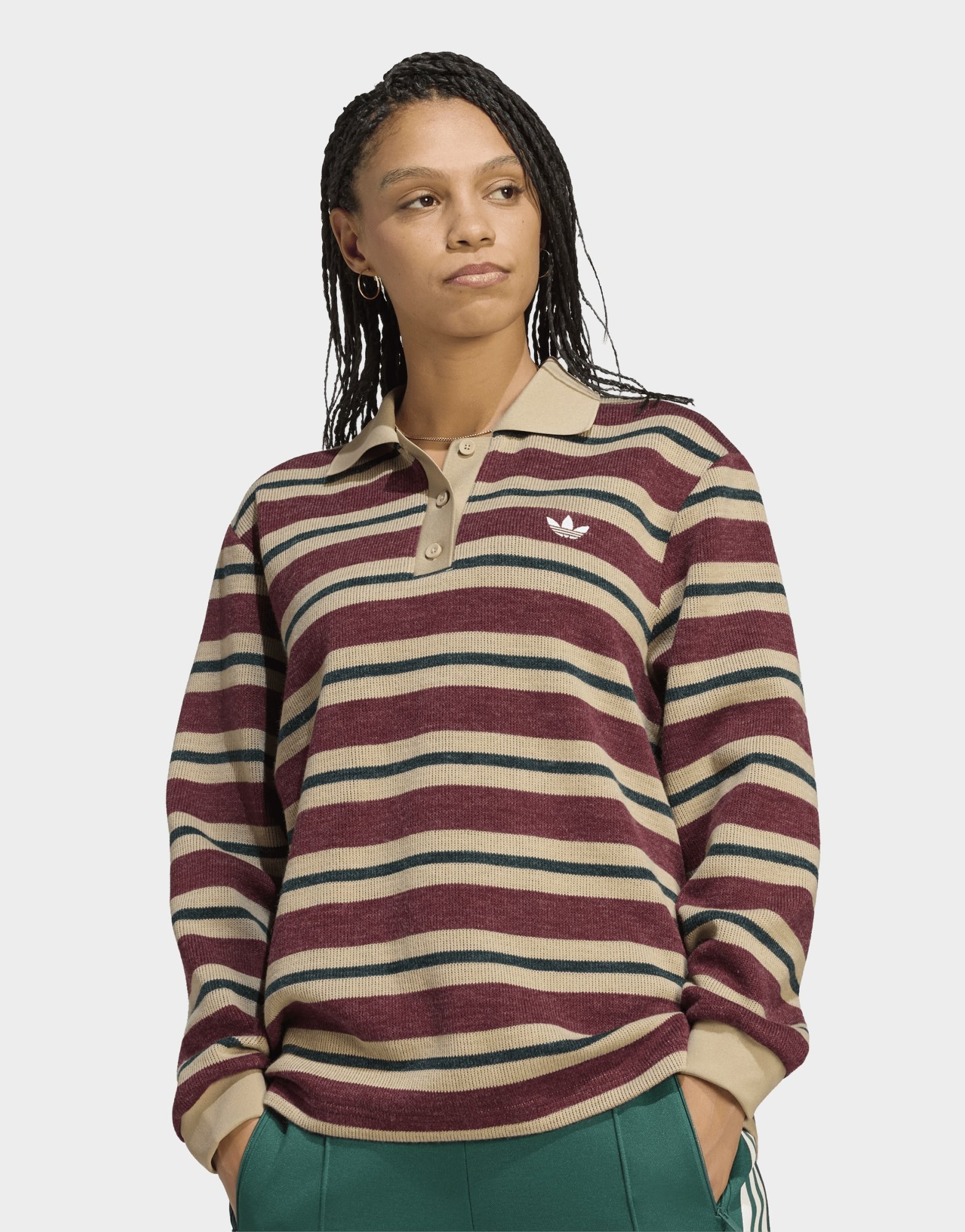 adidas Poloshirt, Gestreift, Gewirktes Material