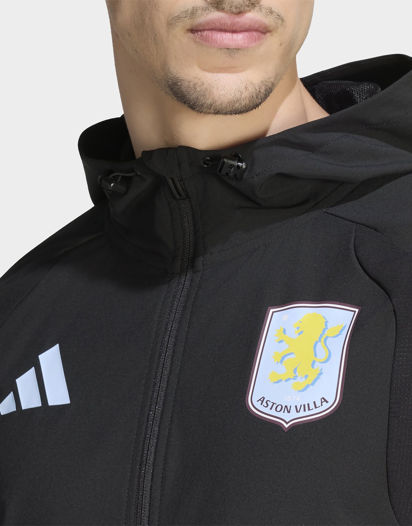 adidas Aston Villa Tiro Travel Windbreaker, Durchgehender Reißverschluss