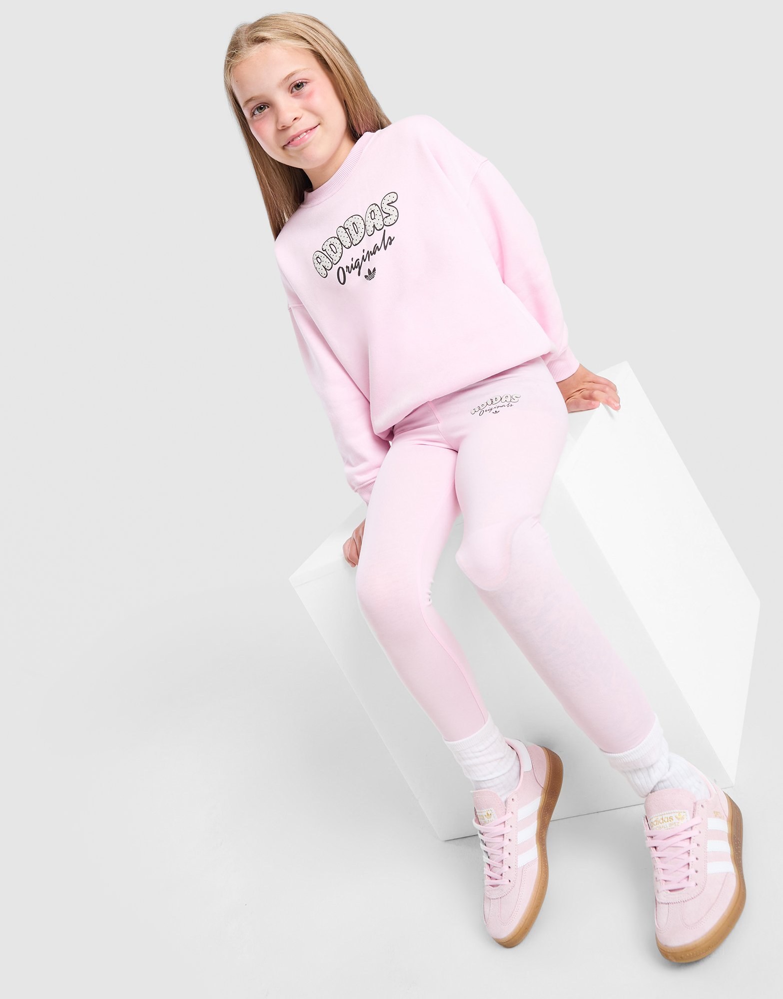 adidas Originals Girls' Polka Dot Crew Oberteil & Leggings Set Kleinkinder