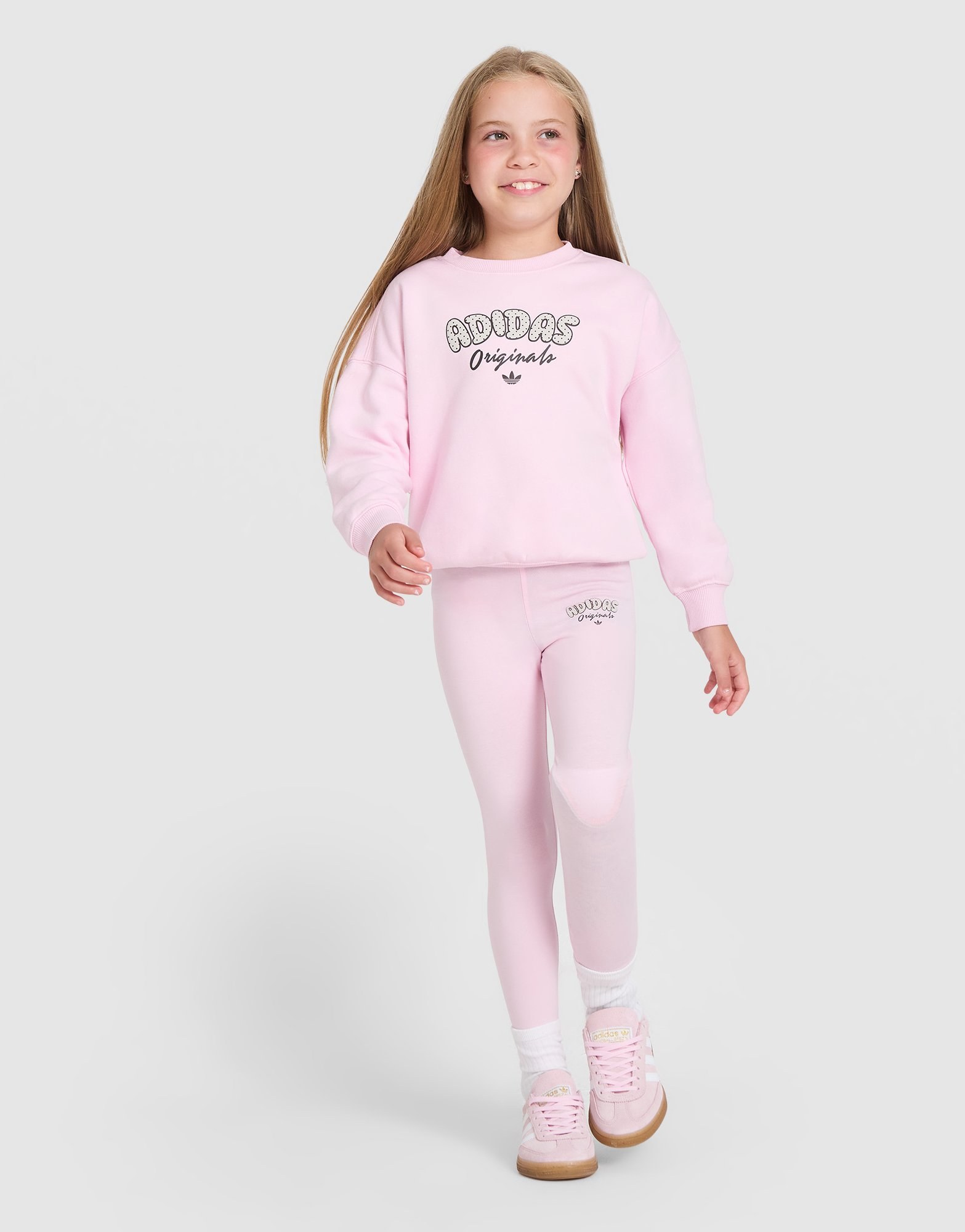 adidas Originals Girls' Polka Dot Crew Oberteil & Leggings Set Kleinkinder