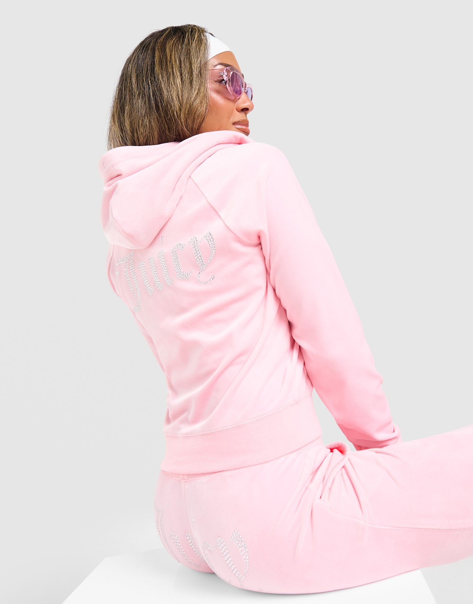 JUICY COUTURE Diamante JC Logo Full-Zip Hoodie