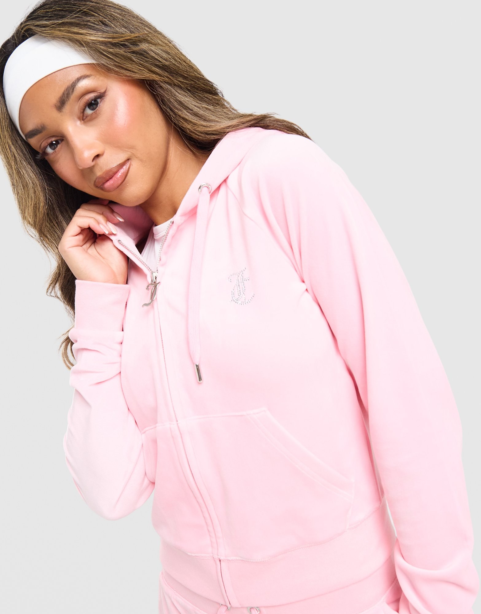 JUICY COUTURE Diamante JC Logo Full-Zip Hoodie