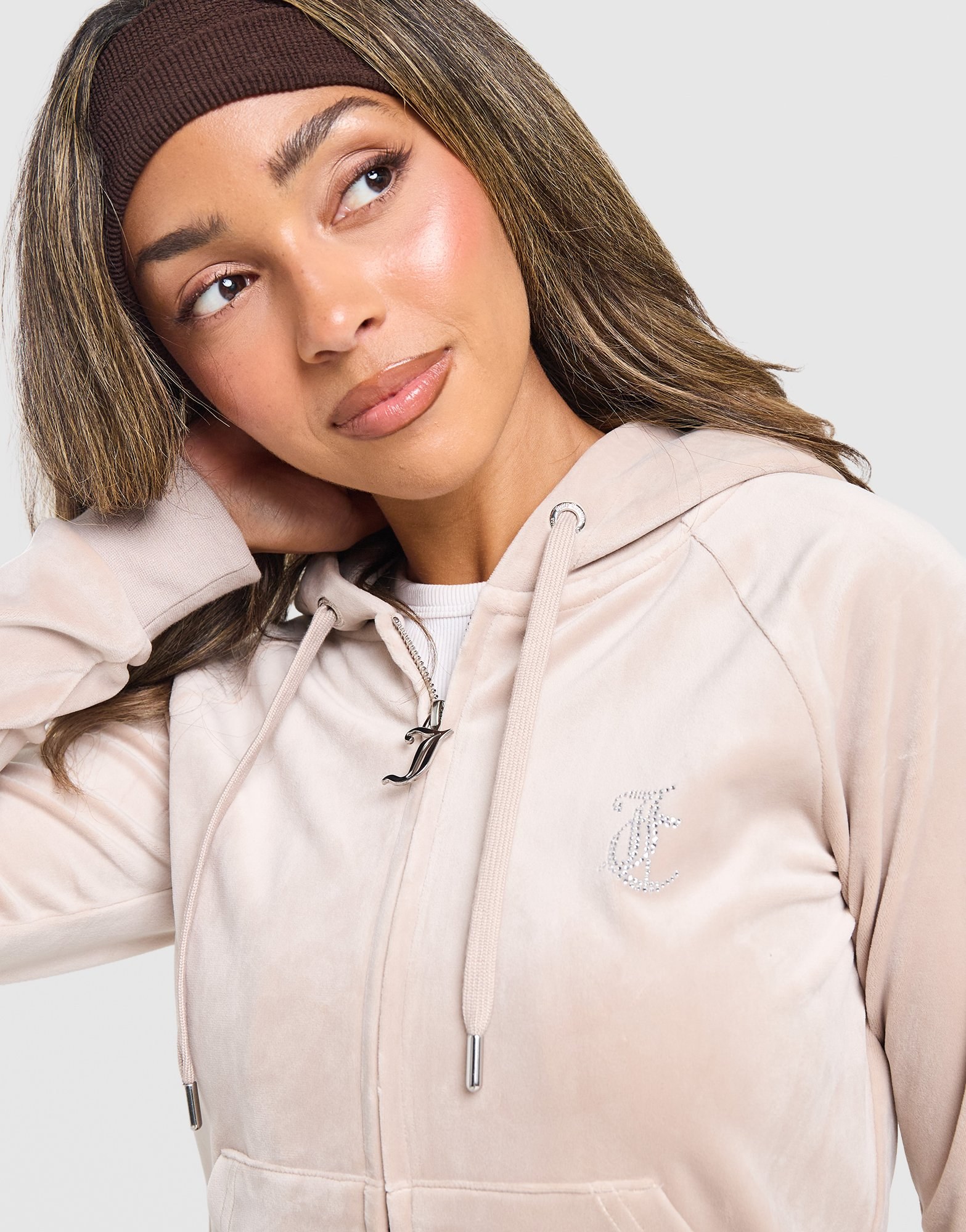 JUICY COUTURE Outline Diamante Full-Zip Hoodie