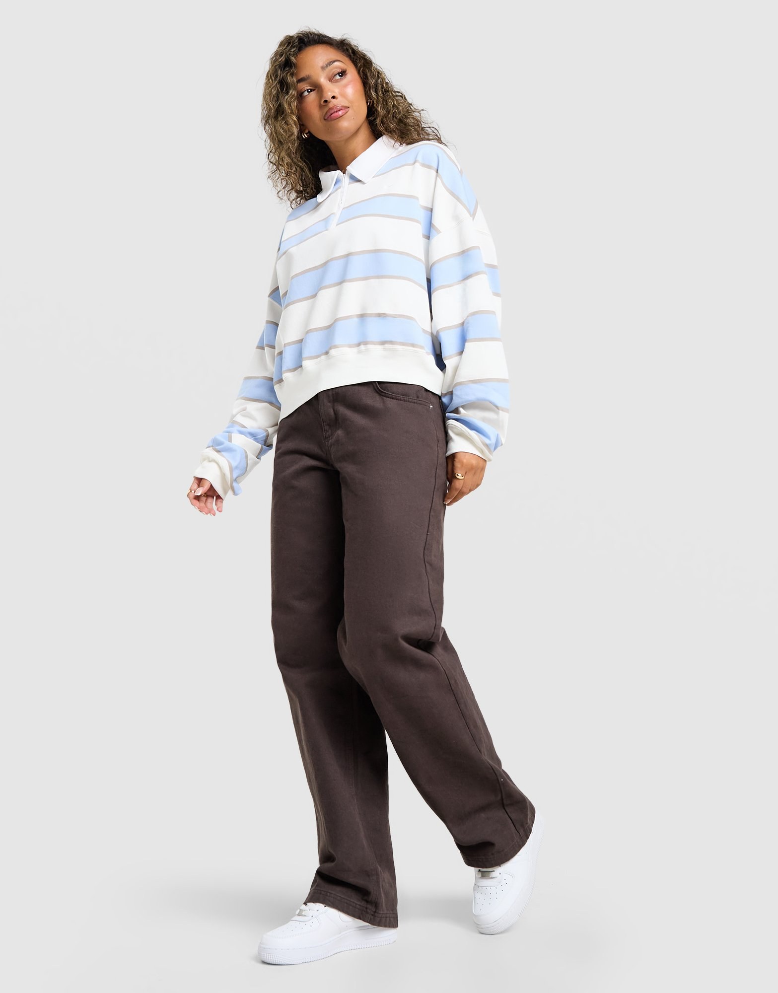 Nike Cropped Stripe Rugby Poloshirt