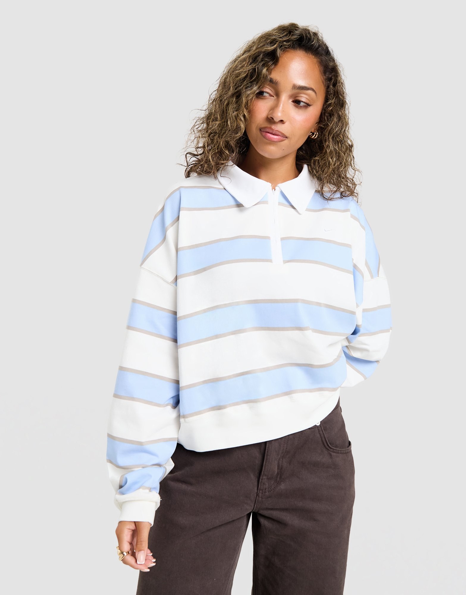 Nike Cropped Stripe Rugby Poloshirt
