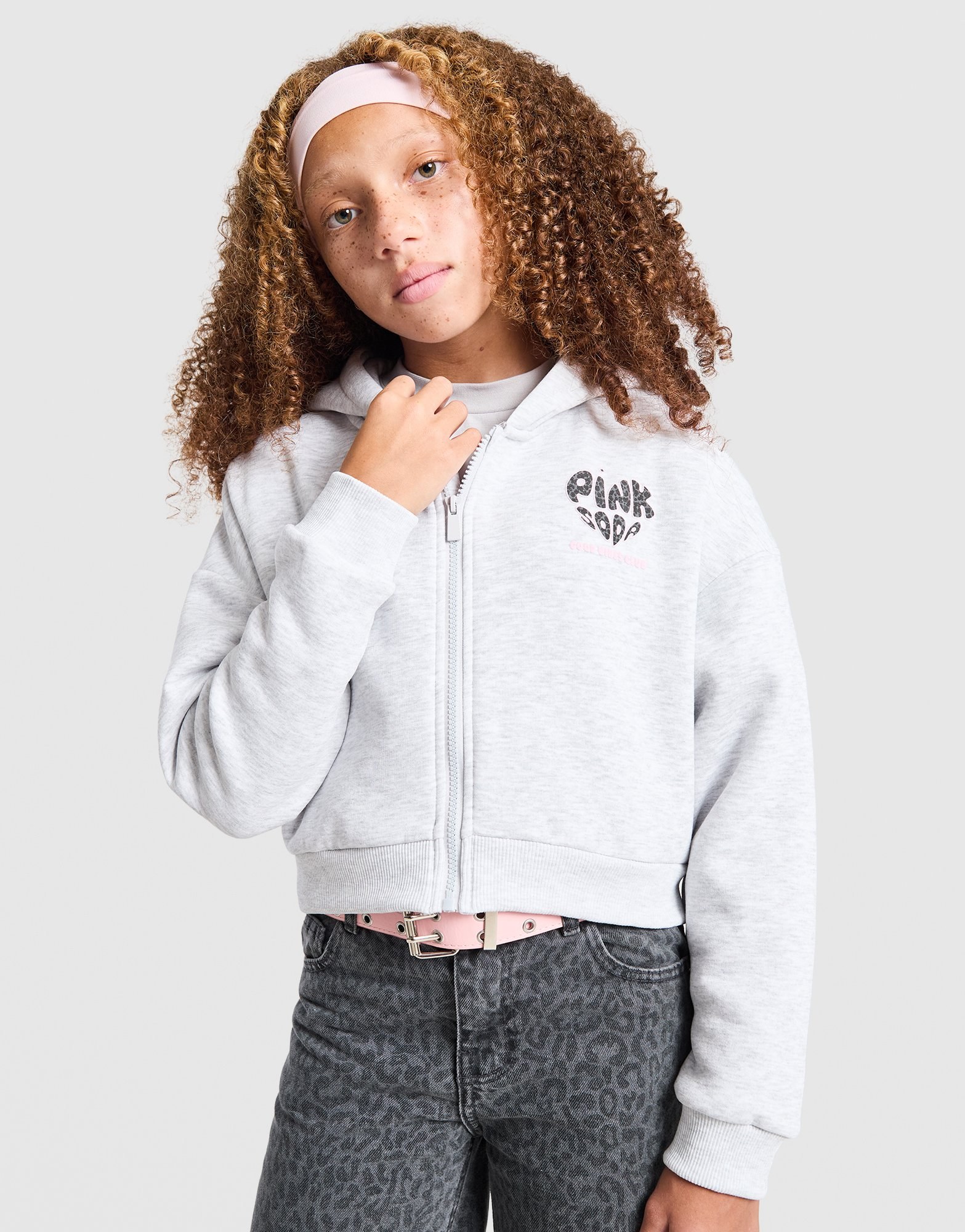 Pink Soda Sport Girls' Leopard Crop Hoodie Kinder