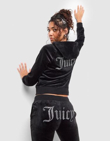 JUICY COUTURE Diamante JC Logo Full-Zip Hoodie