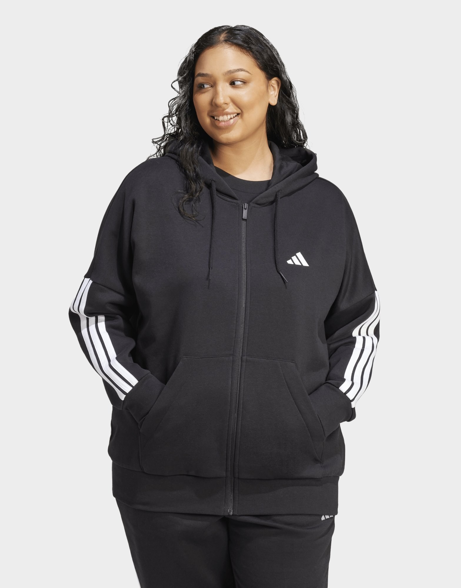 adidas Essentials 3-streifen Full-zip Fleece Kapuzenjacke (große Größen)