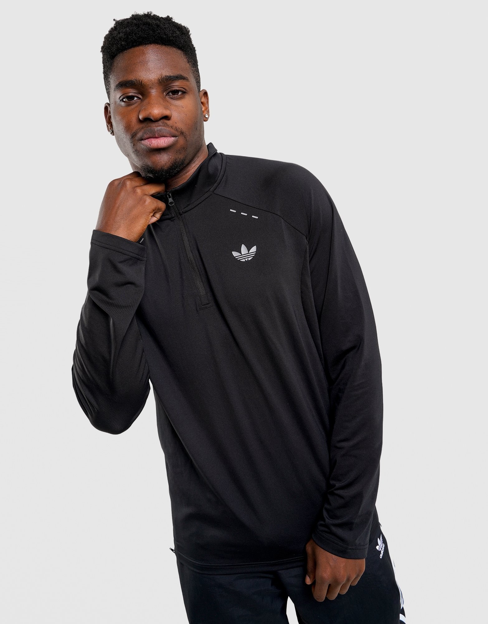 adidas Tech Trefoil Essentials Shirt, Reissverschluss Bis Zur Brust