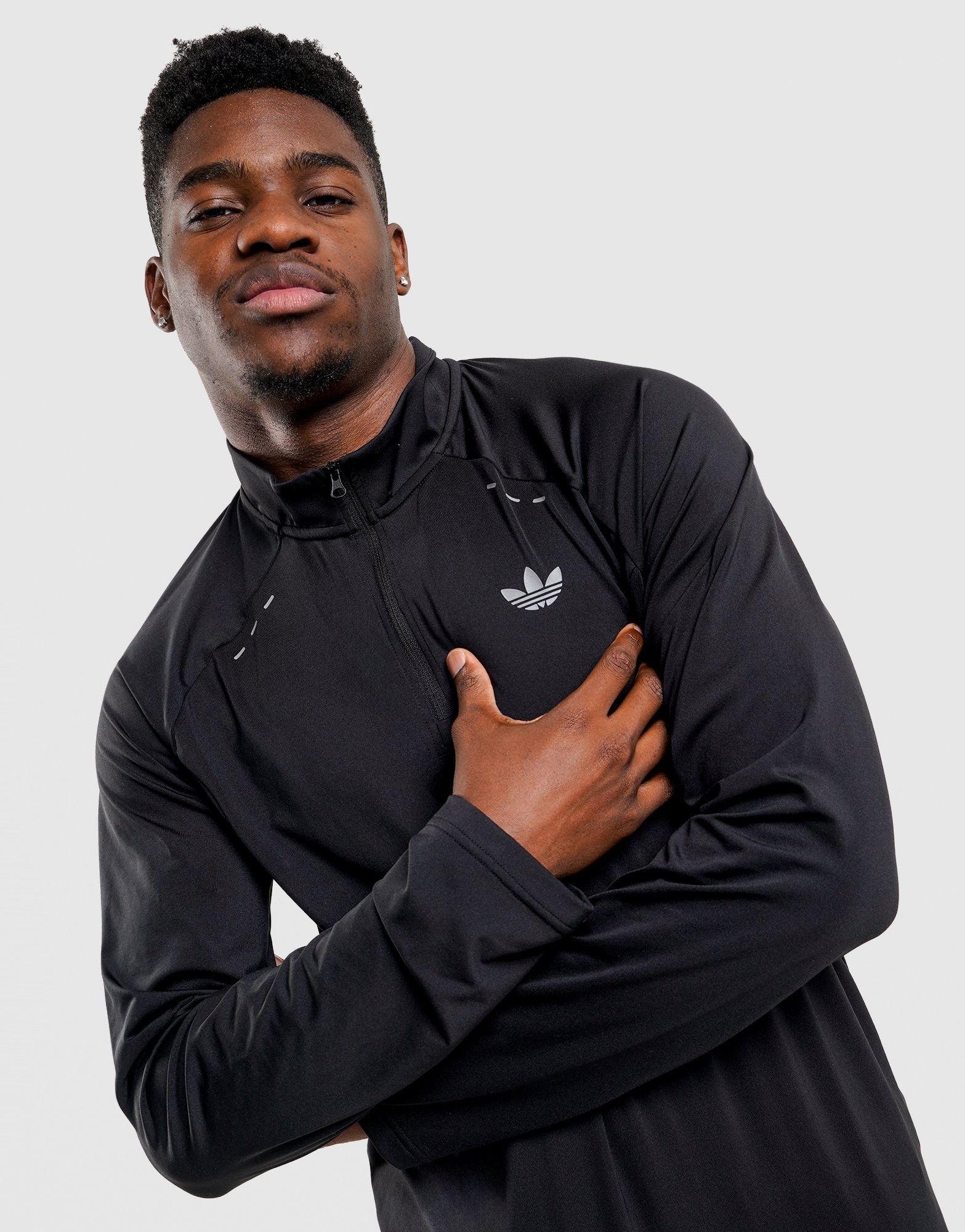 adidas Tech Trefoil Essentials Shirt, Reissverschluss Bis Zur Brust